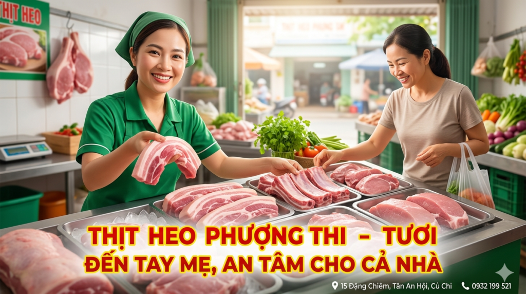 ​THỊT HEO PHƯỢNG THI – TƯƠI SẠCH MỖI NGÀY. VÌ CHẤT LƯỢNG MÓN ĂN. VÌ SỨC KHỎE GIA ĐÌNH BẠN ​📍 Địa chỉ: Số 15 Đặng Chiêm, Tân An Hội, Củ Chi, TP.HCM 📞 Hotline/Zalo giao thịt tận nhà: 0932 199 521